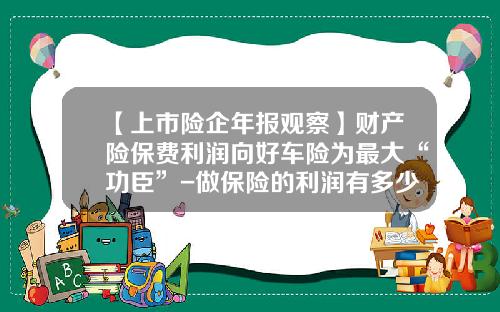 【上市险企年报观察】财产险保费利润向好车险为最大“功臣”-做保险的利润有多少【新闻】.
