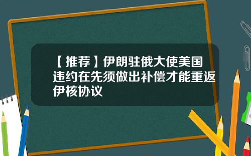 【推荐】伊朗驻俄大使美国违约在先须做出补偿才能重返伊核协议