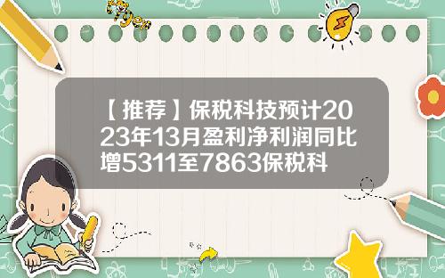 【推荐】保税科技预计2023年13月盈利净利润同比增5311至7863保税科技公司简介