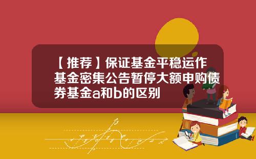 【推荐】保证基金平稳运作基金密集公告暂停大额申购债券基金a和b的区别