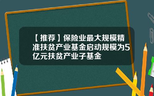 【推荐】保险业最大规模精准扶贫产业基金启动规模为5亿元扶贫产业子基金