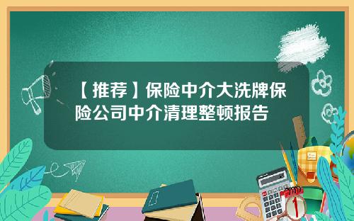 【推荐】保险中介大洗牌保险公司中介清理整顿报告