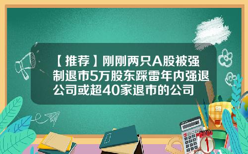 【推荐】刚刚两只A股被强制退市5万股东踩雷年内强退公司或超40家退市的公司