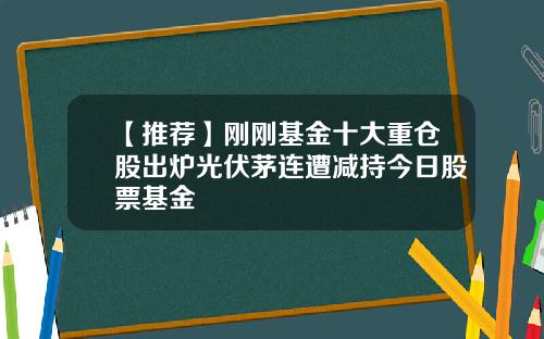 【推荐】刚刚基金十大重仓股出炉光伏茅连遭减持今日股票基金