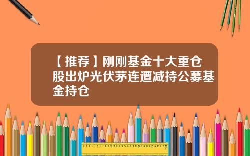 【推荐】刚刚基金十大重仓股出炉光伏茅连遭减持公募基金持仓