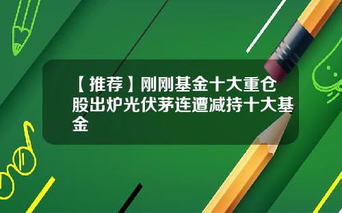 【推荐】刚刚基金十大重仓股出炉光伏茅连遭减持十大基金