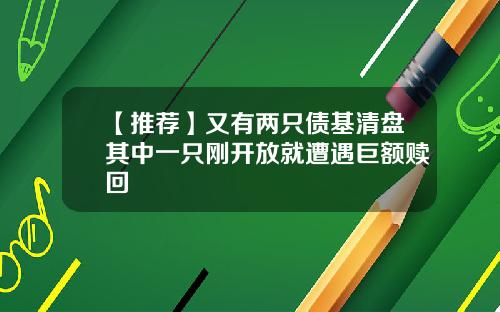 【推荐】又有两只债基清盘其中一只刚开放就遭遇巨额赎回