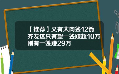 【推荐】又有大肉签12箭齐发这只有望一签赚超10万刚有一签赚29万