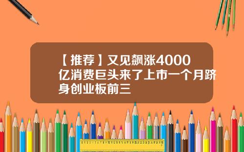 【推荐】又见飙涨4000亿消费巨头来了上市一个月跻身创业板前三