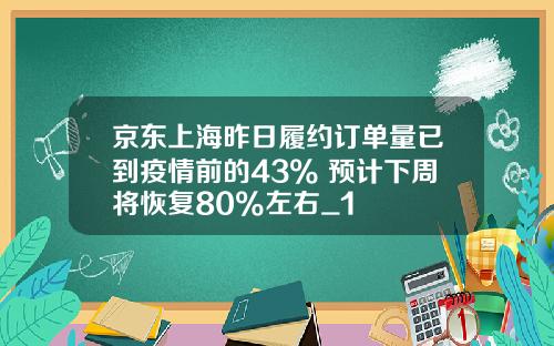 京东上海昨日履约订单量已到疫情前的43% 预计下周将恢复80%左右_1