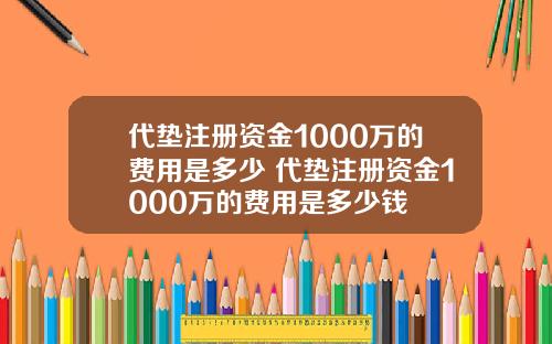 代垫注册资金1000万的费用是多少 代垫注册资金1000万的费用是多少钱