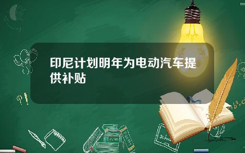 印尼计划明年为电动汽车提供补贴