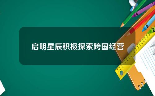 启明星辰积极探索跨国经营