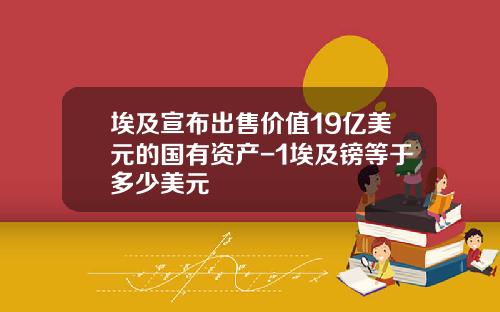 埃及宣布出售价值19亿美元的国有资产-1埃及镑等于多少美元