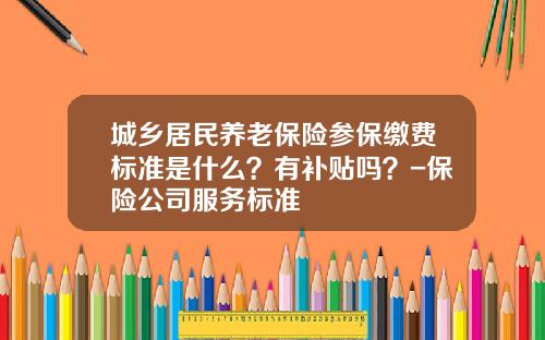 城乡居民养老保险参保缴费标准是什么？有补贴吗？-保险公司服务标准
