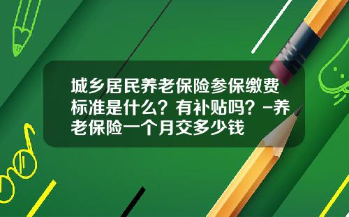 城乡居民养老保险参保缴费标准是什么？有补贴吗？-养老保险一个月交多少钱