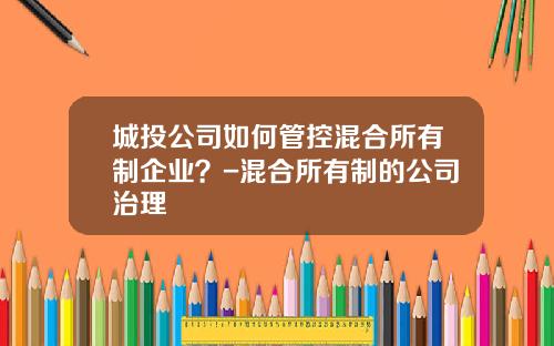 城投公司如何管控混合所有制企业？-混合所有制的公司治理