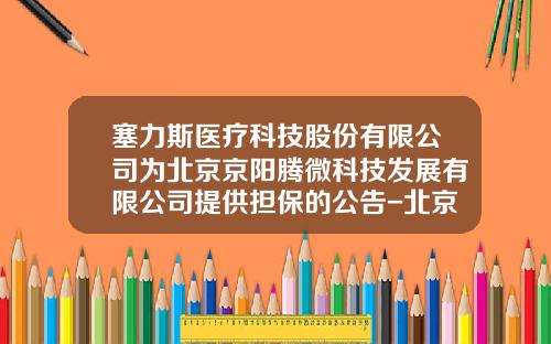 塞力斯医疗科技股份有限公司为北京京阳腾微科技发展有限公司提供担保的公告-北京石创同盛融资担保有限公司