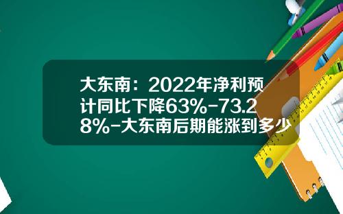 大东南：2022年净利预计同比下降63%-73.28%-大东南后期能涨到多少