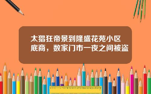 太猖狂帝景到隆盛花苑小区底商，数家门市一夜之间被盗