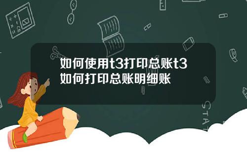 如何使用t3打印总账t3如何打印总账明细账