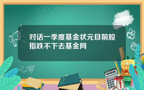对话一季度基金状元目前股指跌不下去基金网