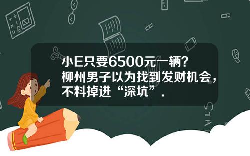 小E只要6500元一辆？柳州男子以为找到发财机会，不料掉进“深坑”.