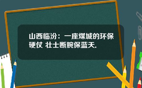 山西临汾：一座煤城的环保硬仗 壮士断腕保蓝天.