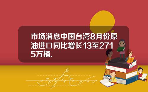 市场消息中国台湾8月份原油进口同比增长13至2715万桶.