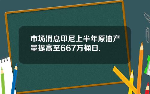 市场消息印尼上半年原油产量提高至667万桶日.