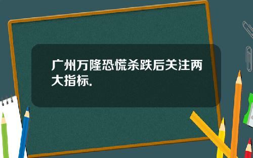 广州万隆恐慌杀跌后关注两大指标.