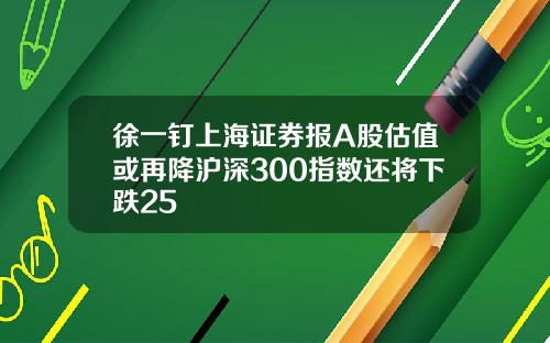 徐一钉上海证券报A股估值或再降沪深300指数还将下跌25