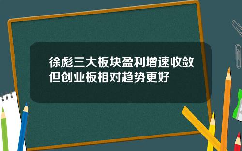 徐彪三大板块盈利增速收敛但创业板相对趋势更好
