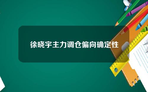 徐晓宇主力调仓偏向确定性