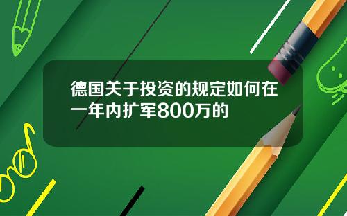 德国关于投资的规定如何在一年内扩军800万的