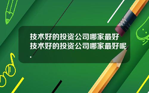 技术好的投资公司哪家最好技术好的投资公司哪家最好呢.