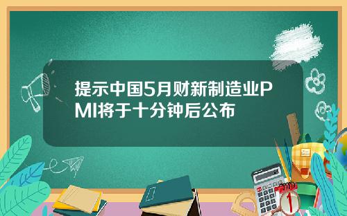 提示中国5月财新制造业PMI将于十分钟后公布