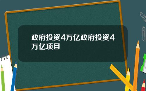政府投资4万亿政府投资4万亿项目