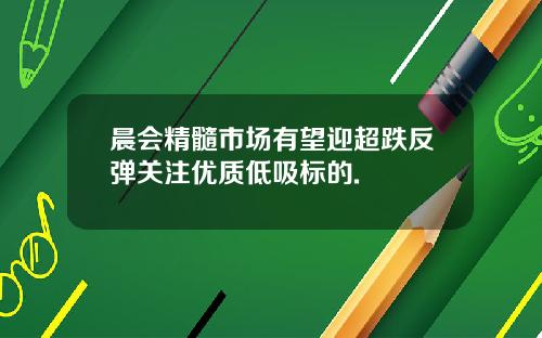 晨会精髓市场有望迎超跌反弹关注优质低吸标的.