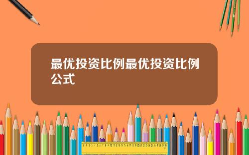 最优投资比例最优投资比例公式