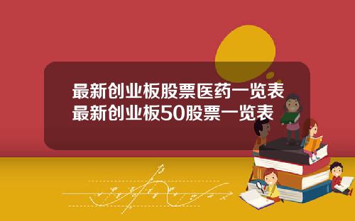 最新创业板股票医药一览表最新创业板50股票一览表