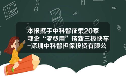 本报携手中科智征集20家鄂企“零费用”搭新三板快车-深圳中科智担保投资有限公司