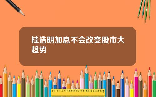 桂浩明加息不会改变股市大趋势