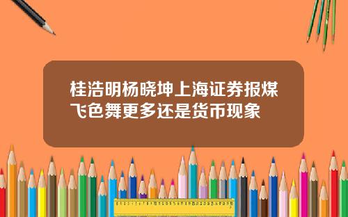 桂浩明杨晓坤上海证券报煤飞色舞更多还是货币现象