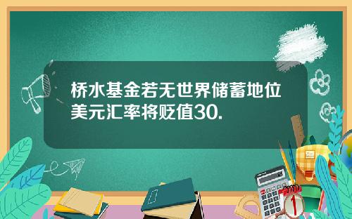 桥水基金若无世界储蓄地位美元汇率将贬值30.