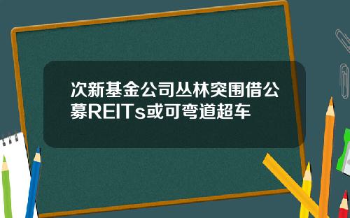 次新基金公司丛林突围借公募REITs或可弯道超车
