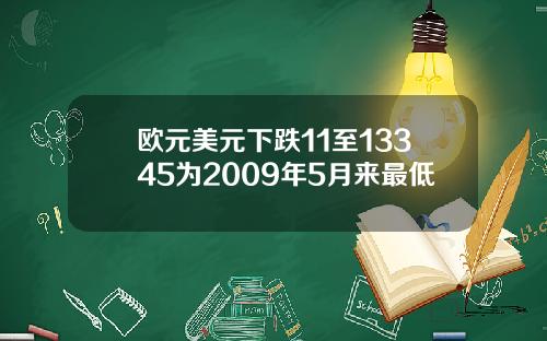 欧元美元下跌11至13345为2009年5月来最低