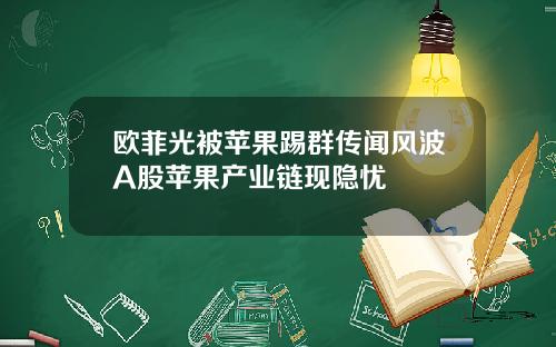 欧菲光被苹果踢群传闻风波A股苹果产业链现隐忧