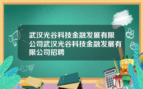 武汉光谷科技金融发展有限公司武汉光谷科技金融发展有限公司招聘