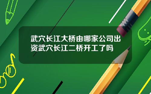 武穴长江大桥由哪家公司出资武穴长江二桥开工了吗